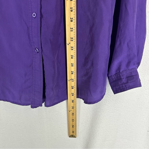 Silence + Noise Button Down Long Sleeve Top 100% Silk Womens Large Purple - Picture 6 of 13